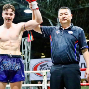 Martial Artist Winning Muay Thai Fight